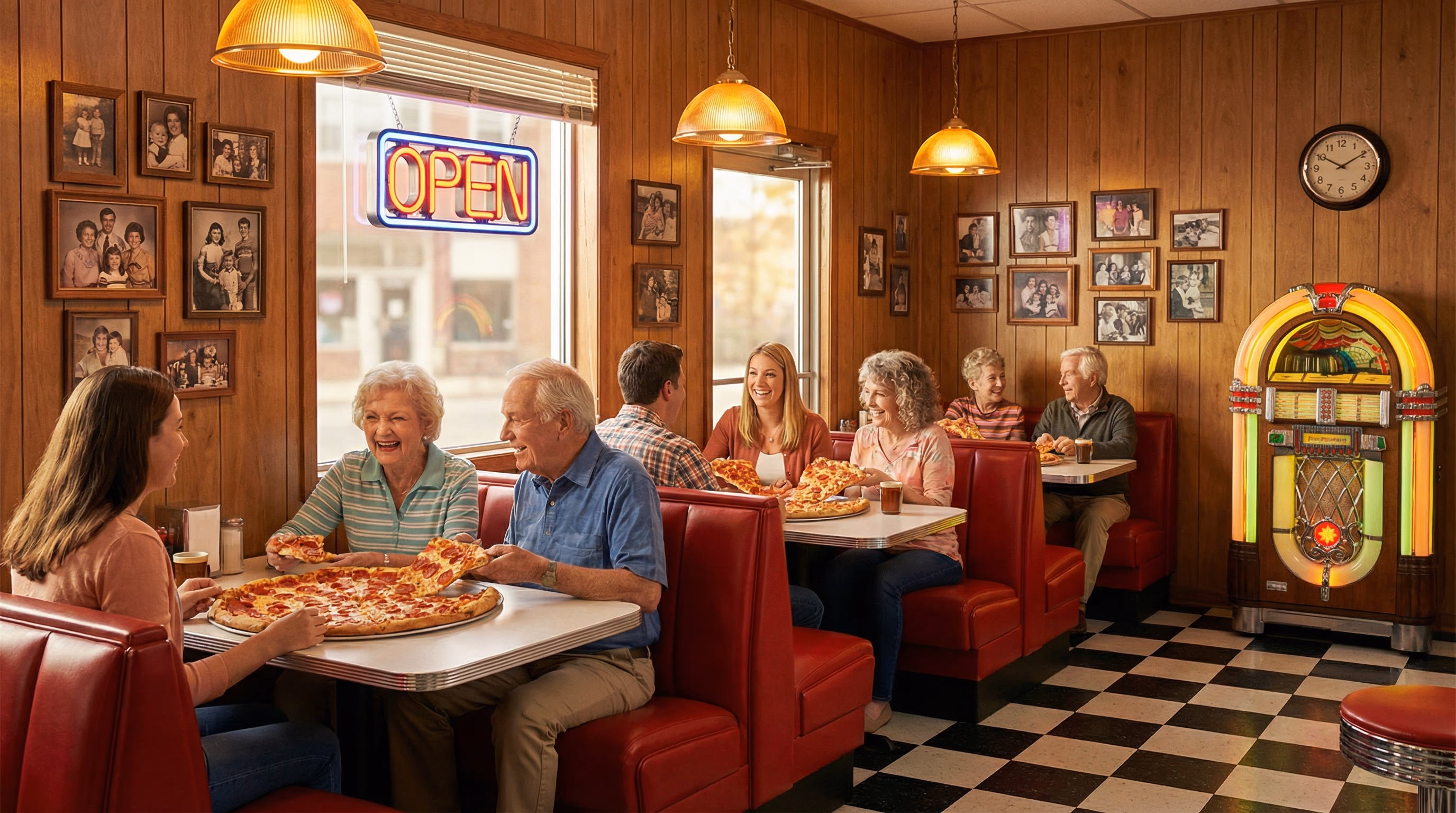 Chubby's Pizza family diner interior