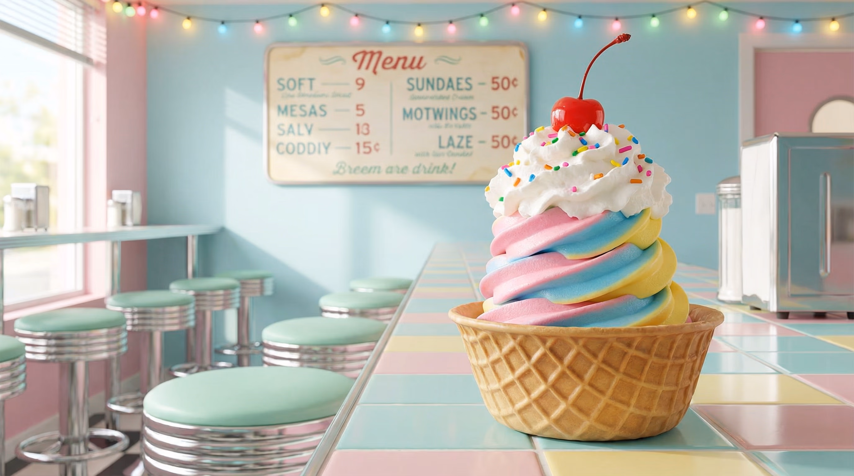 Soft serve ice cream cone from Chubby's Pizza